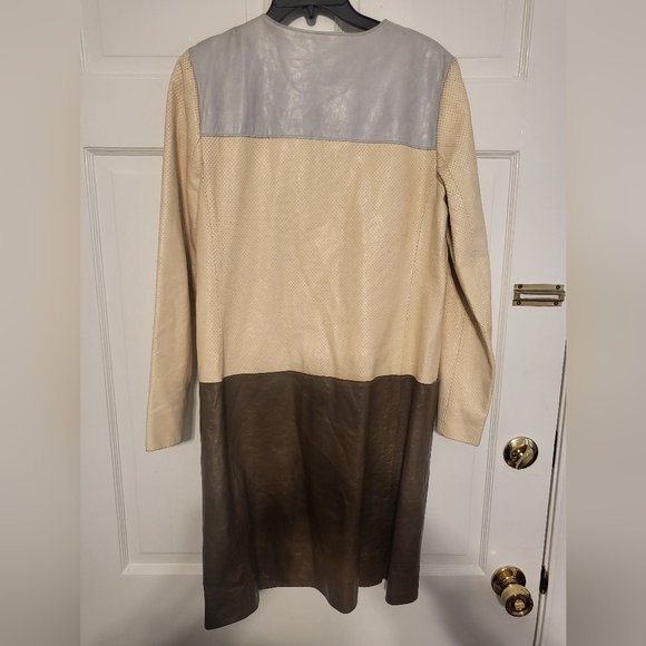 Tory Burch Leather Colorblock Pattern Coat size 8 - Picture 4 of 8